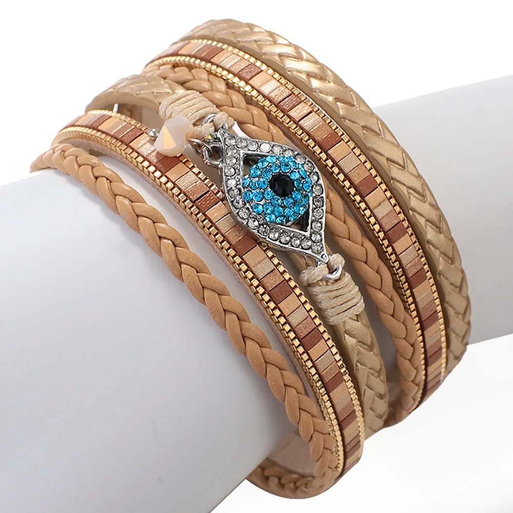 Olivenorma Weißer Zirkon Paraiba Turmalin Böse Augen Armband