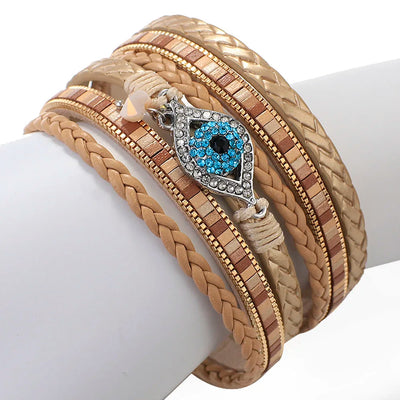 Olivenorma Weißer Zirkon Paraiba Turmalin Böse Augen Armband