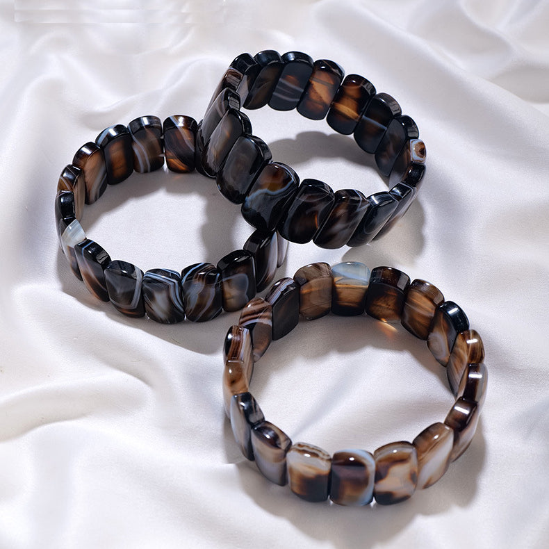 Olivenorma Natürlicher Sardonyx Rechteckige Perlen Armband