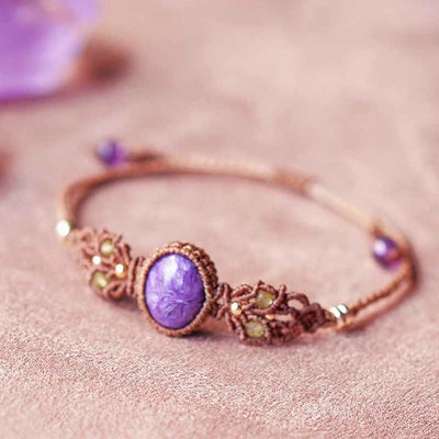 Olivenorma Amethyst Charoit handgewebte Schutz Armband Halskette