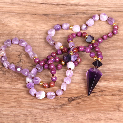 Olivenorma Natürliche Amethyst Purpur Jade Perlen Mala Kette