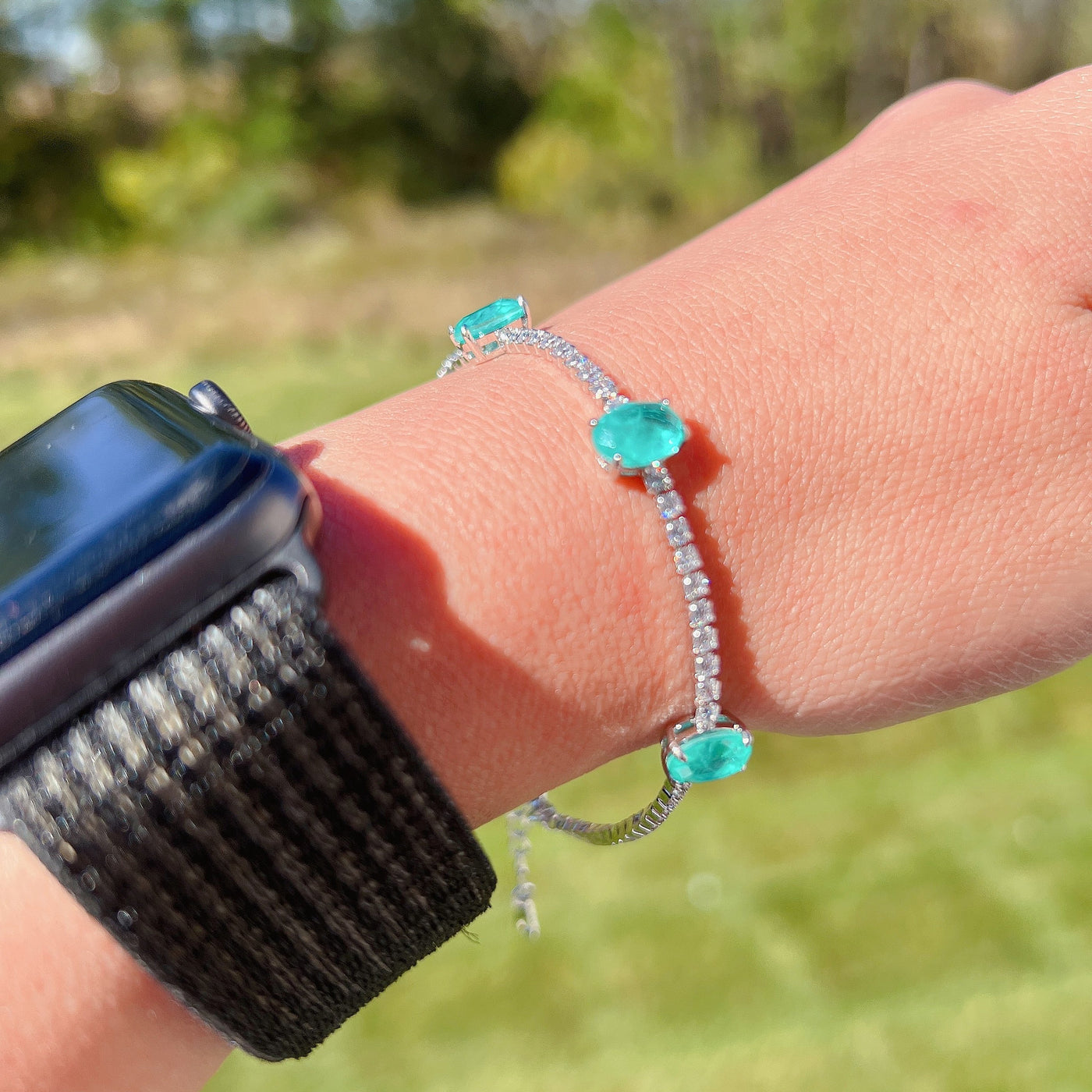 Olivenorma Drei Paraiba Turmalin Armband 