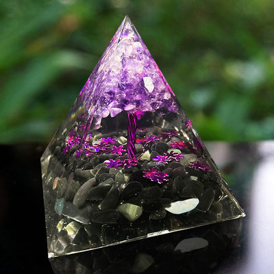 Olivenorma Soul Serenity – Amethyst & Obsidian Baum des Lebens Pyramide - image 2