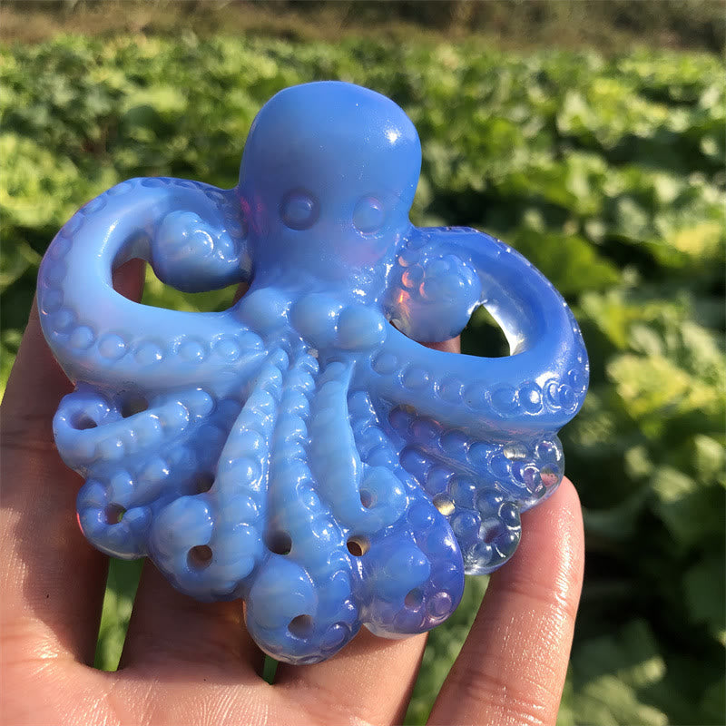 Olivenorma natürliche blaue Opalit Oktopus Edelsteindekoration