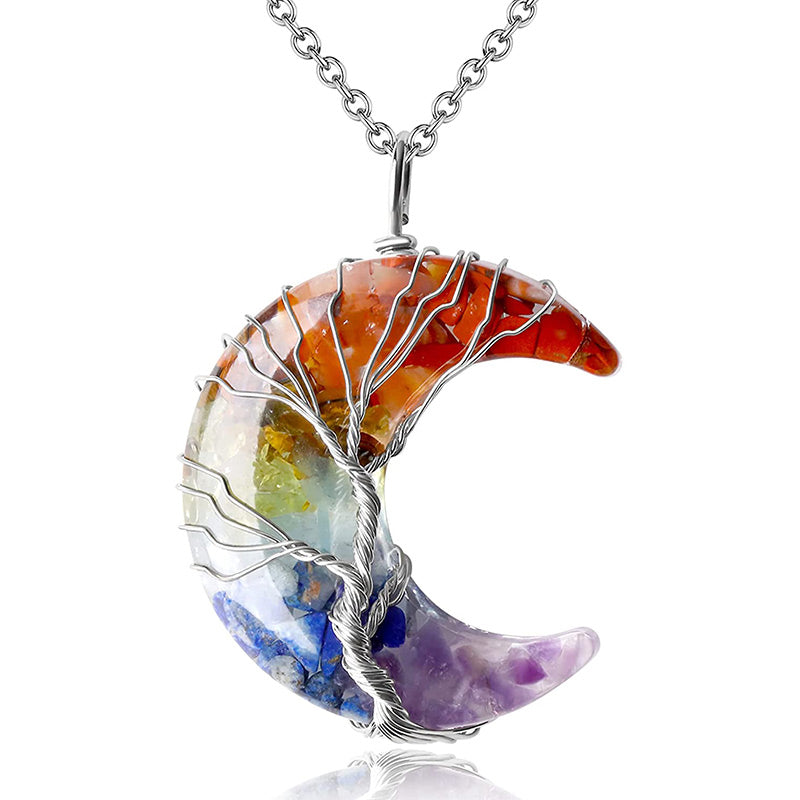 Olivenorma Natural Chakra Moon Necklace