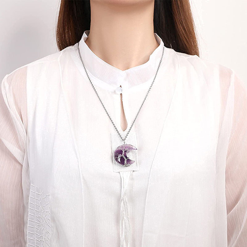 Olivenorma Natural Chakra Moon Necklace