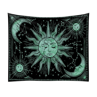 Olivenorma Sonne und Mond Retro Kunst Yoga Wandbehang Tapisserie