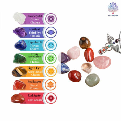 Olivenorma Natürliches Unregelmäßiges Meditations Polierte Chakra-Edelsteine-Kristallset