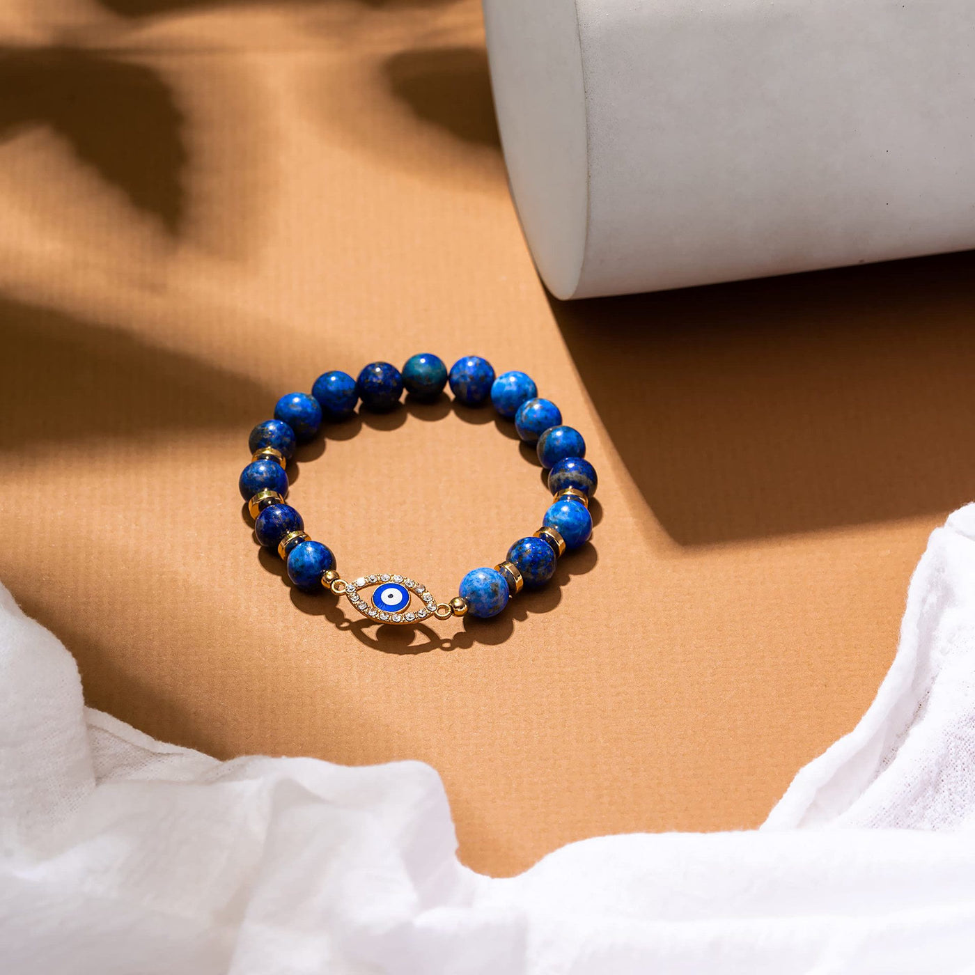 Olivenorma "Mood & Energy Protection" Lapislazuli Perlen-Armband mit Bösem Blick