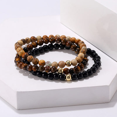 Olivenorma 6mm Onyx &amp; Tigerauge Stein Accessoires Perlen Armband 