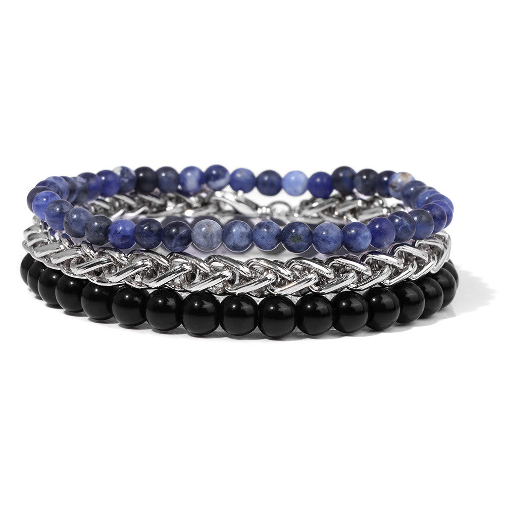 Olivenorma "Frieden und Ruhe" Blauer Sodalith Armband-Set