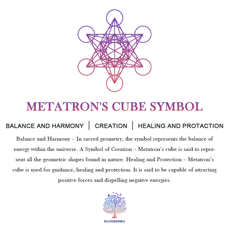 Olivenorma Obsidian Metatron's Würfel Symbol Halskette