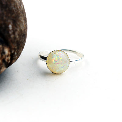 Olivenorma Opal Mondstein Einfacher Halbkreis Verstellbarer Ring 