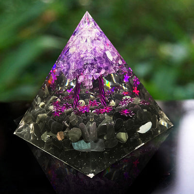 Olivenorma Soul Serenity – Amethyst & Obsidian Baum des Lebens Pyramide - image 4