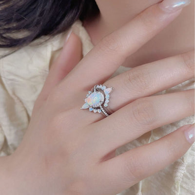 Olivenorma Ovaler Opal Sterling Silber S925 Mehrschichtiger Ring