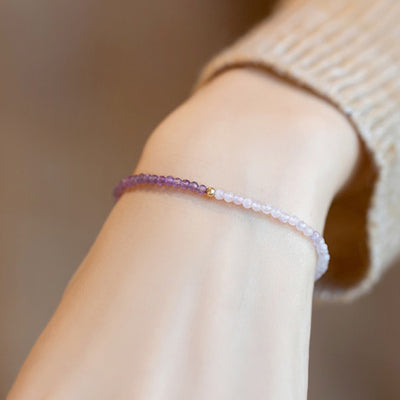 Wisteria - Amethyst mit klarem Kristall, heilendes Edelsteinarmband 