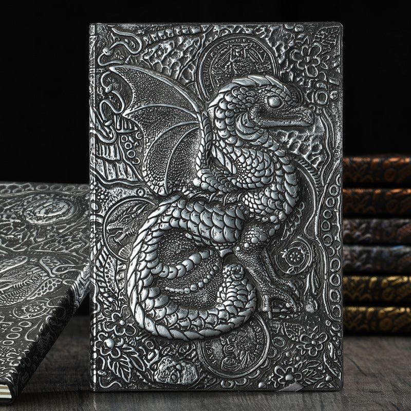 Olivenorma Journal Drachen 3D-geprägtes Kunstmuster-Notizbuch 