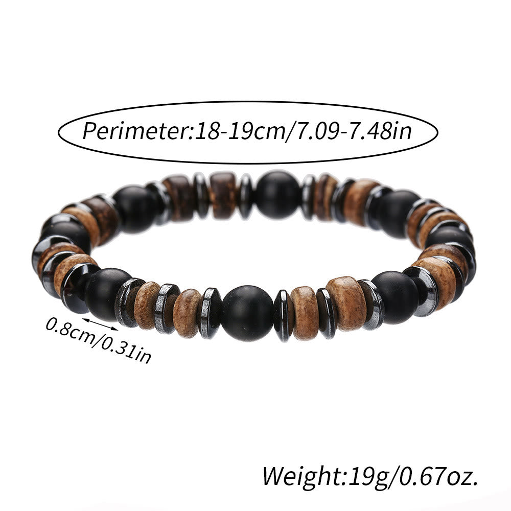 Olivenorma Schwarzer Onyx Hämatit Bronzit 8mm Perlenarmband 