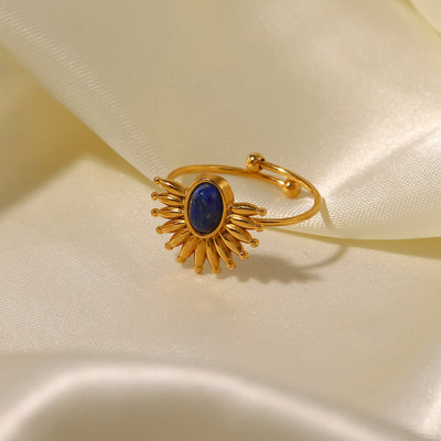 Olivenorma Lapis Lazuli 18k vergoldeter Edelstahlring