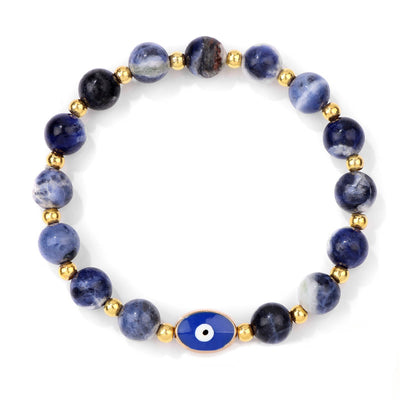 Olivenorma 8mm Blaues Tigerauge Böser Blick Armband