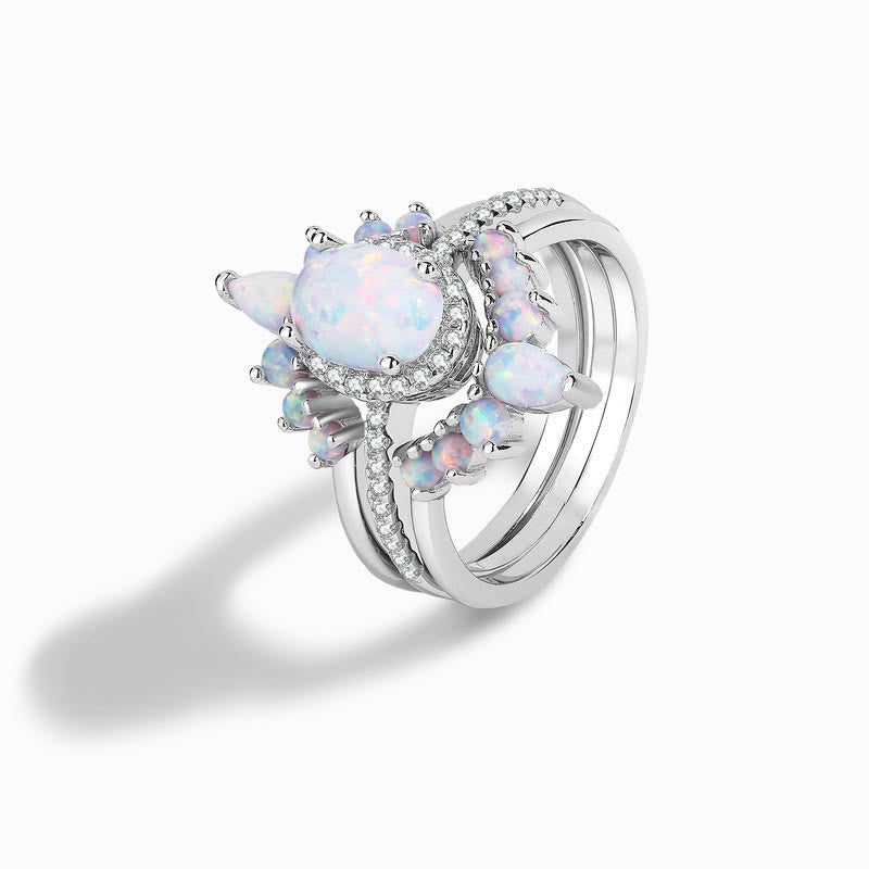 Olivenorma Ovaler Opal Sterling Silber S925 Mehrschichtiger Ring