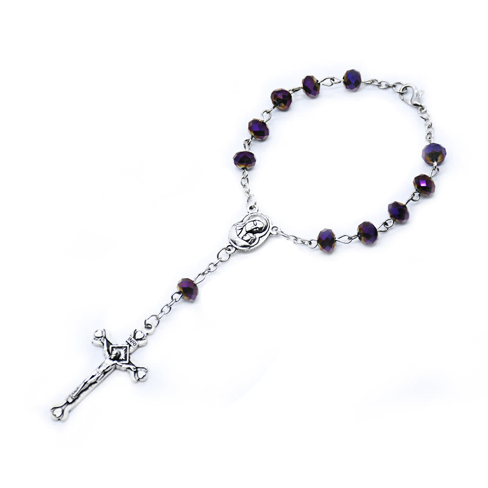 Olivenorma Kristall-Rosenkranz-Kreuz-Armband 