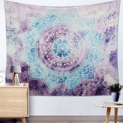 Olivenorma Mandala Lila Blau Wandbehang Dekor Tapisserie