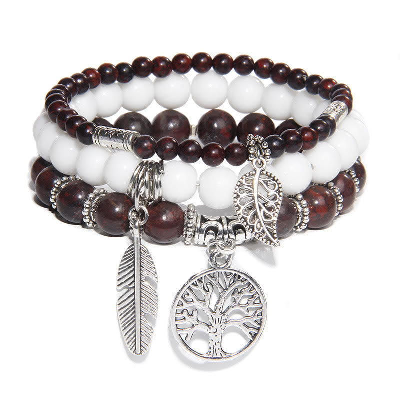 Olivenorma "Nature's Healing Moments" Breccien-Jaspis Baum des Lebens 3-teiliges Armband Set