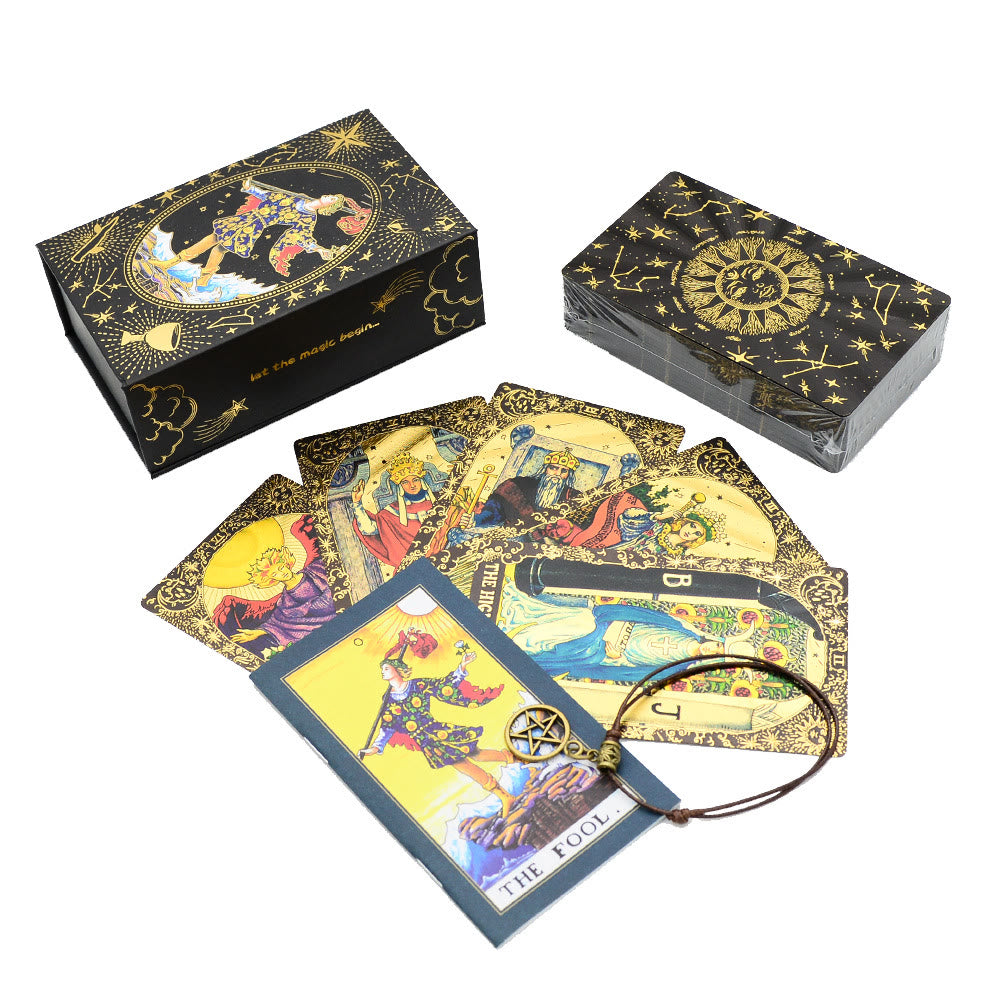 Olivenorma Schwarze Gold Waite Folie Goldene Tarot Deck Karten