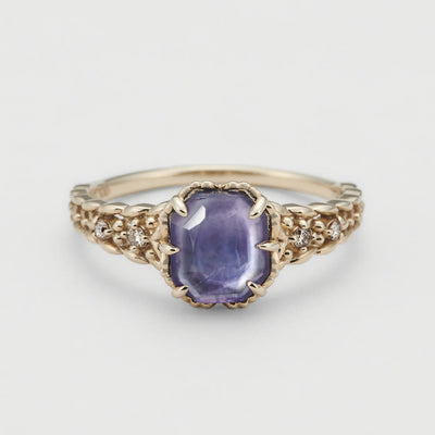 Olivenorma Natur Amethyst Quadrat Stein Ring Halskette 