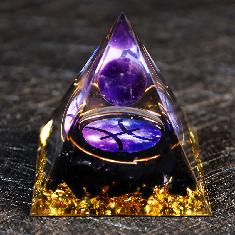 Olivenorma Amethyst-Ball Obsidian-Kies Zodiac Fische Orgone Pyramide