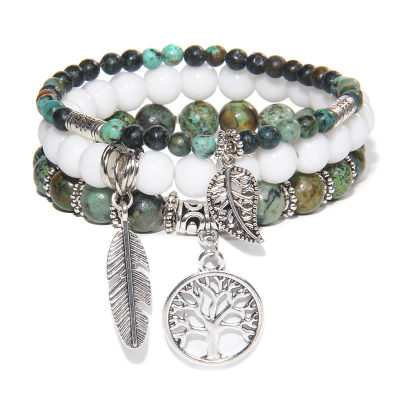 Olivenorma "Nature's Healing Moments" Afrikanischer Türkis Baum des Lebens 3-teiliges Armband-Set