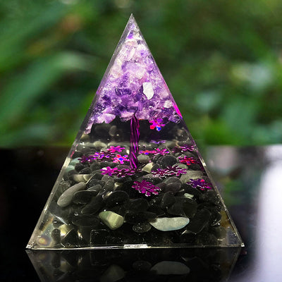 Olivenorma Soul Serenity – Amethyst & Obsidian Baum des Lebens Pyramide - image 3