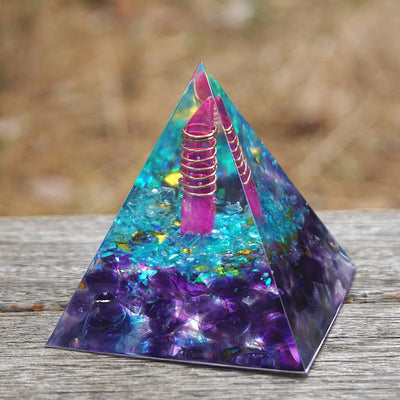 Olivenorma Amethyst Aquamarin Orgonpyramide 