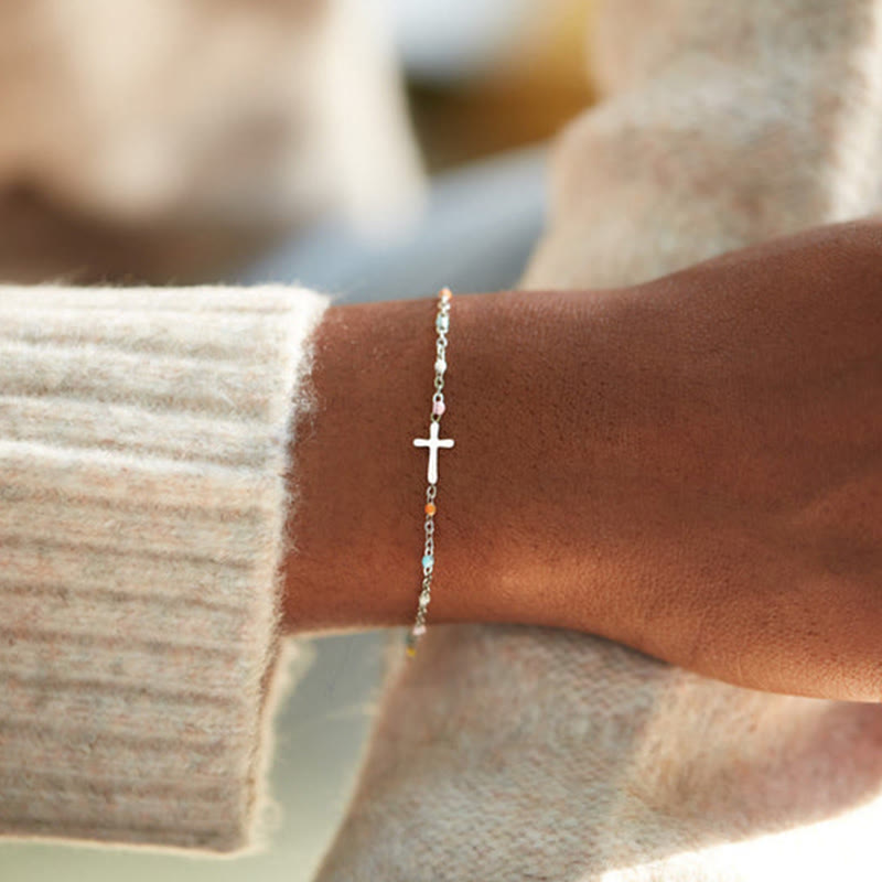 Olivenorma Christ Cross farbiges Emailarmband