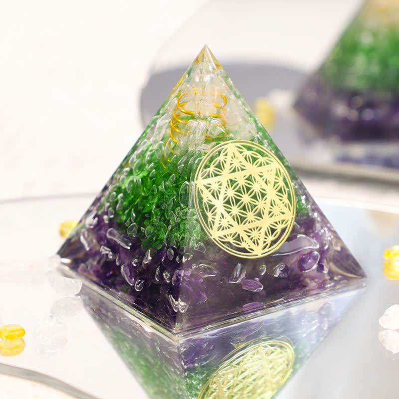 Olivenorma Flower Of Life Hexagram Crystal Orgon-Pyramide