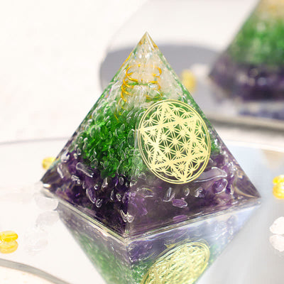 Olivenorma Flower Of Life Hexagram Crystal Orgon-Pyramide