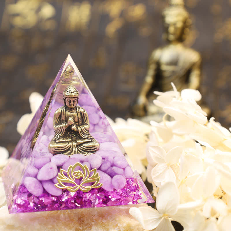 Olivenorma Buddha Lotus Mit Lila Jade Orgon Pyramide