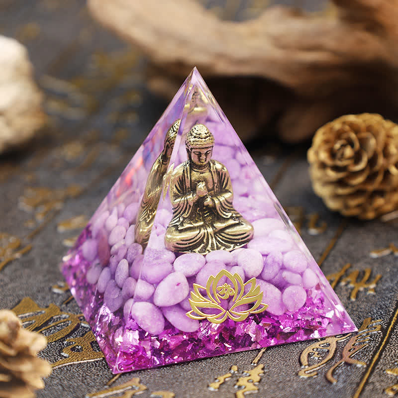 Olivenorma Buddha Lotus Mit Lila Jade Orgon Pyramide