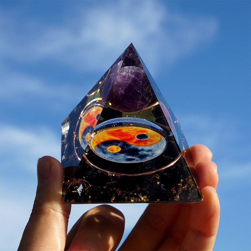 Olivenorma Amethyst Yin Yang Serie Balance Orgon Pyramide