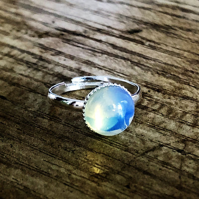 Olivenorma Opal Mondstein Einfacher Halbkreis Verstellbarer Ring 