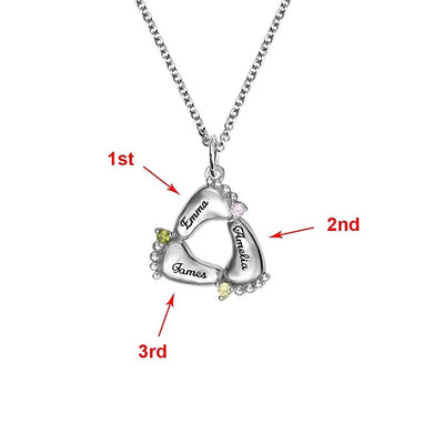 Olivenorma Personalisierte und Gravierte Babyfüße-Geburtssteine-Halskette