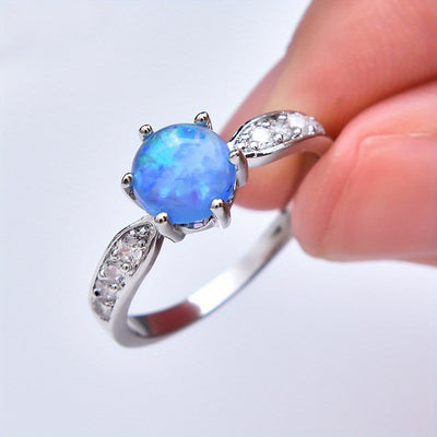 Olivenorma Sechs Krallen Runder Opal Randband Ring