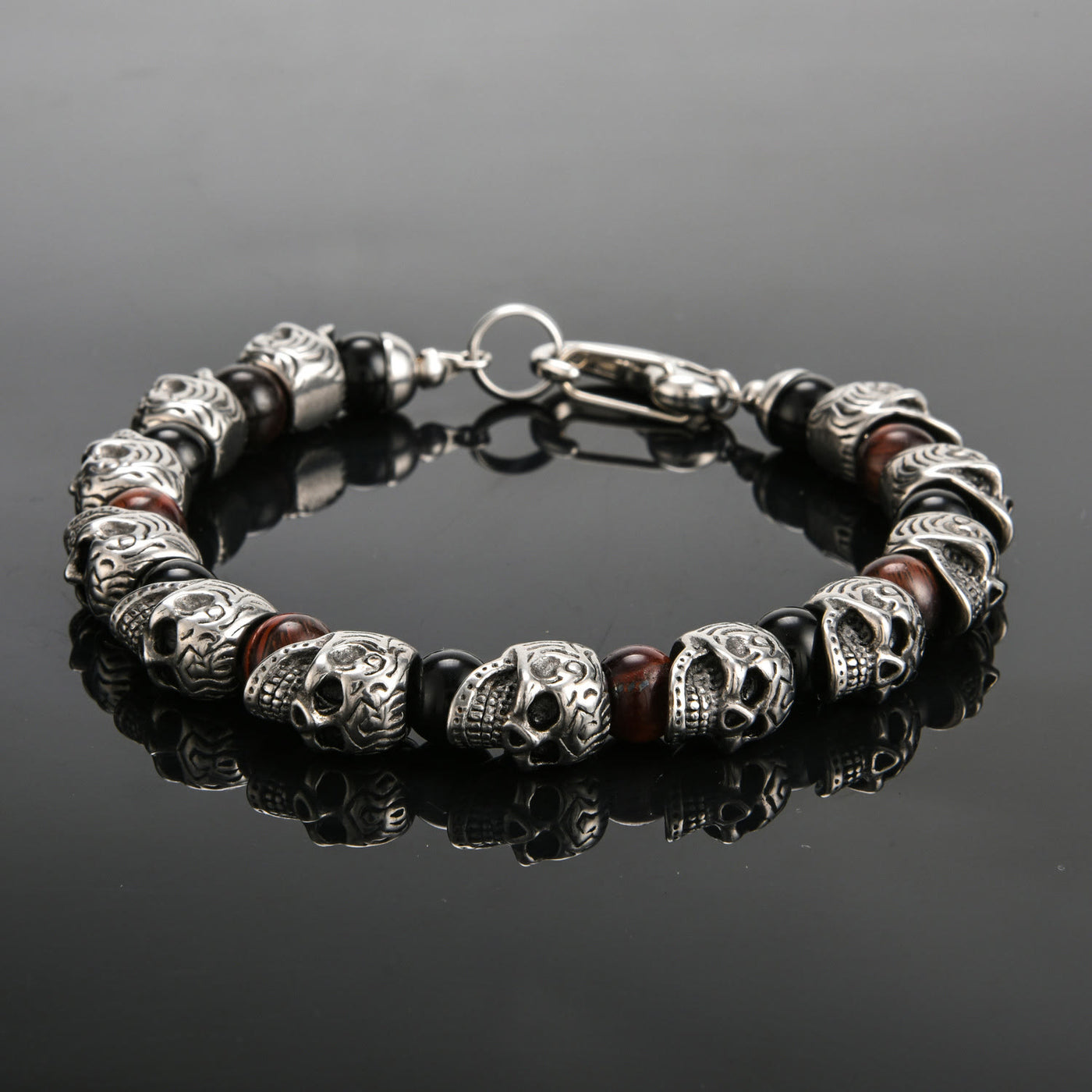 Olivenorma Armband aus natürlichem Tigerauge, handgefertigt, Edelstahl