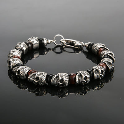 Olivenorma Armband aus natürlichem Tigerauge, handgefertigt, Edelstahl