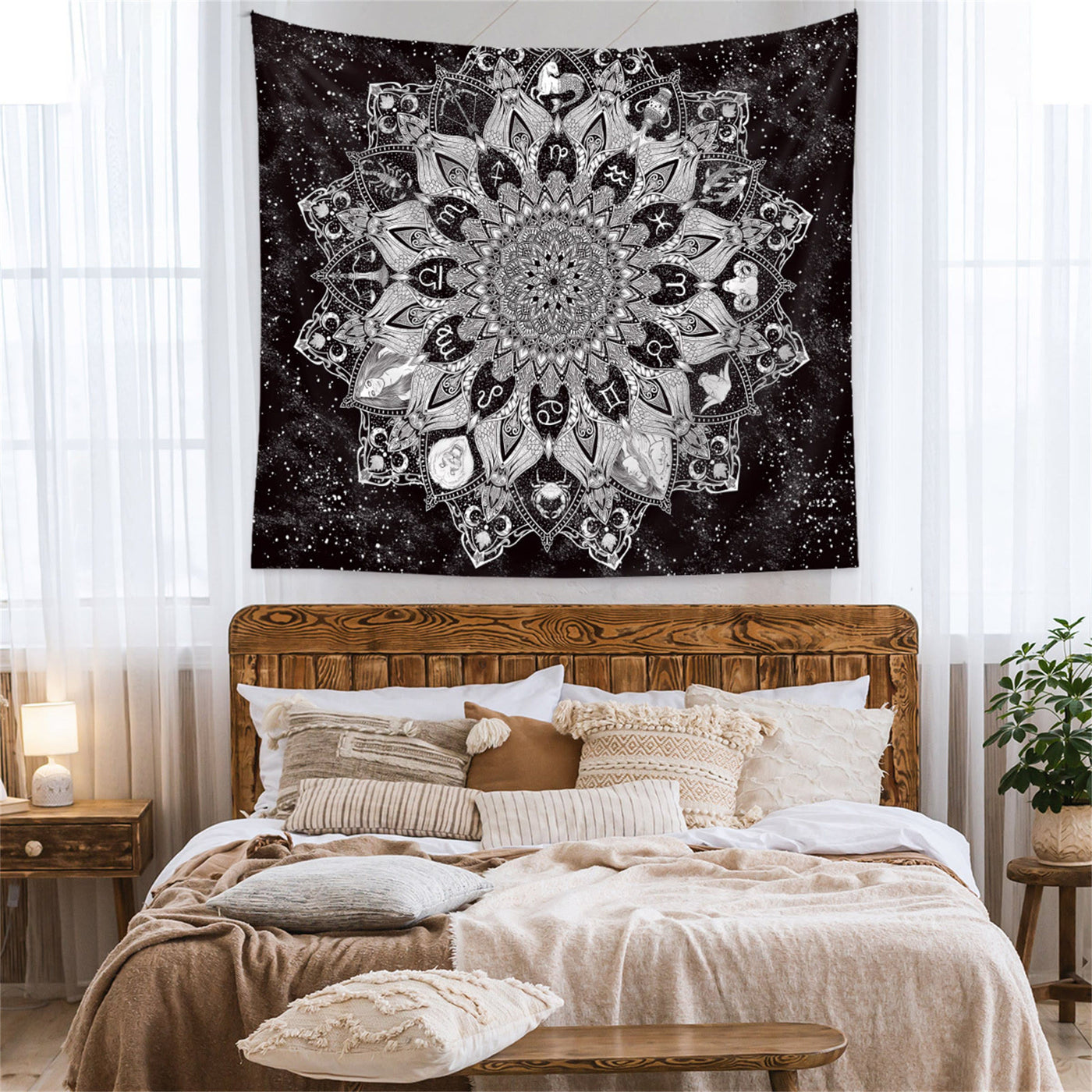 Olivenorma Schwarze Elegant Wandbehang Dekoration für Schlafzimmer Wandteppich