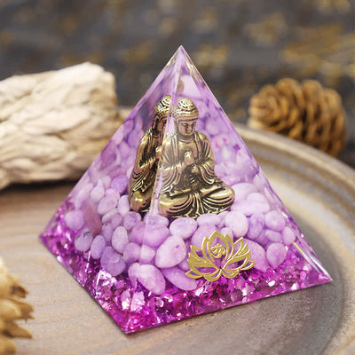 Olivenorma Buddha Lotus Mit Lila Jade Orgon Pyramide