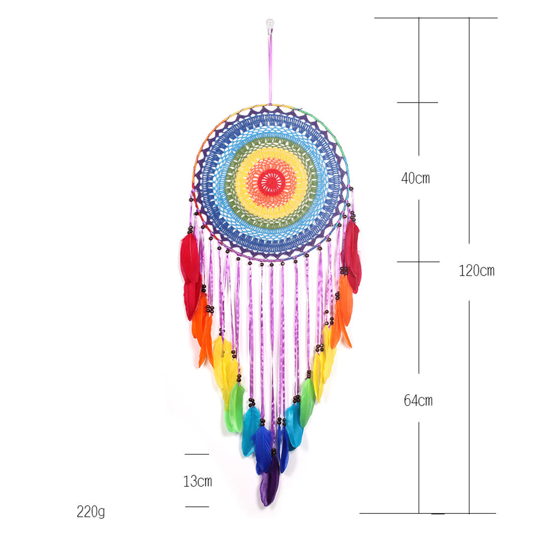 Olivenorma Regenbogenfeder Perlen Schwarzer Onyx Traumfänger 