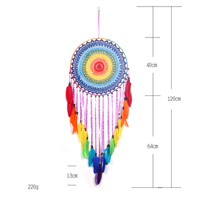 Olivenorma Regenbogenfeder Perlen Schwarzer Onyx Traumfänger