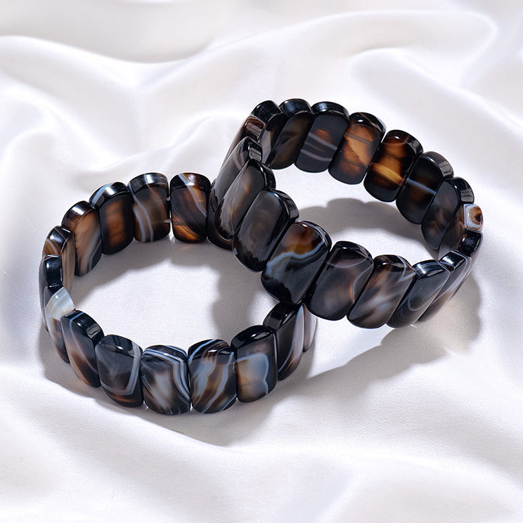 Olivenorma Natürlicher Sardonyx Rechteckige Perlen Armband